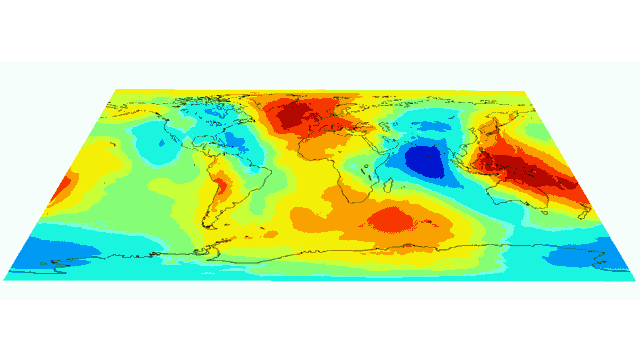 Пример высоты геоида для модели геопотенциала Земли 